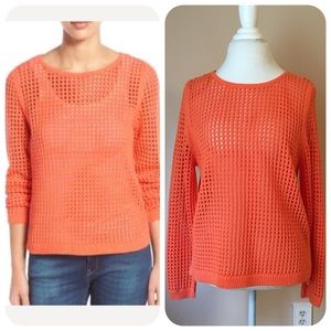 Nordstrom Orange Open Knit Sweater Size L